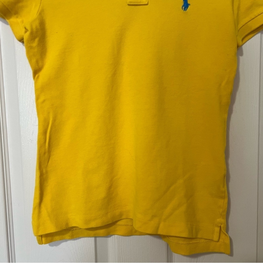 Polo Ralph Lauren Yellow Collared Logo Skinny Polo Short Sleeve T-Shirt - Sz S - Picture 4 of 11